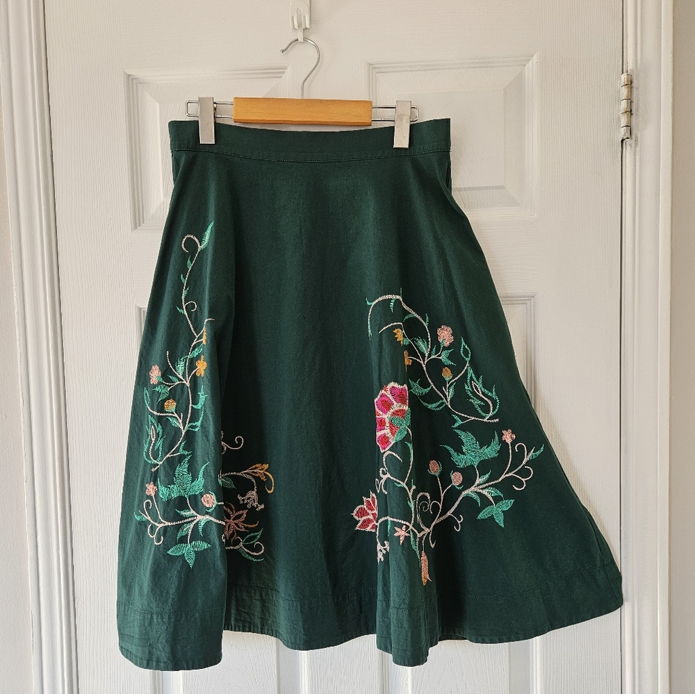 IVKO Embroidered Cotton skirt Made In Europe Pockets EU36/US 6/Small Floral